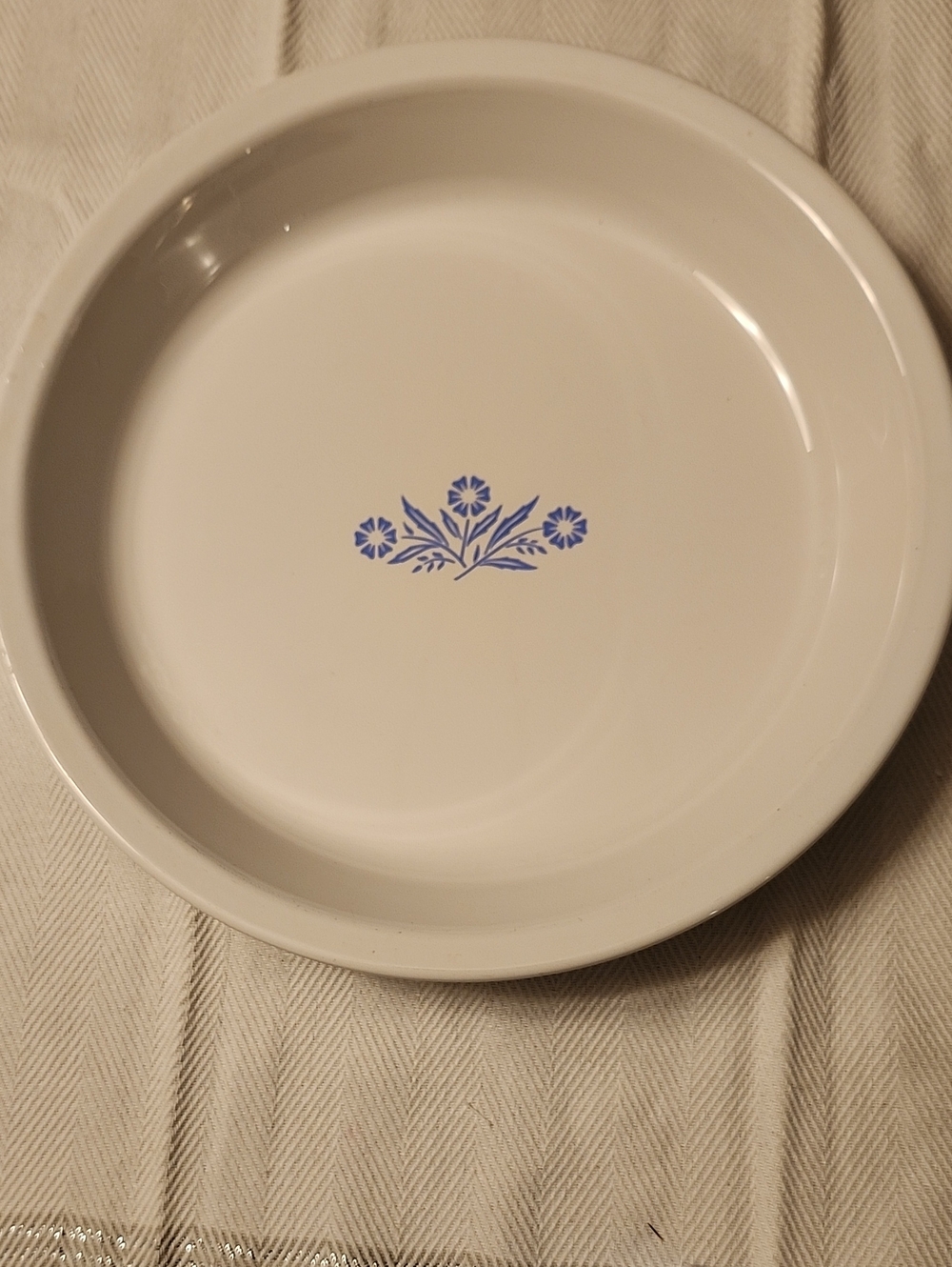 Vintage Corningware White Pier Plate with Blue Floral Center